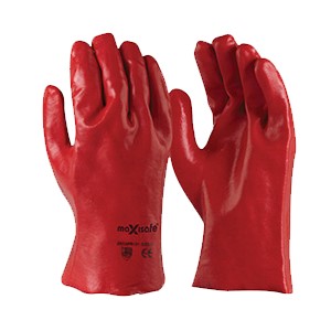 Glove Chemical Short 27cm PVC Red size 10 Techware