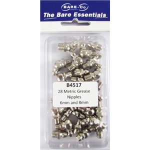Bare essentials 28 grease nipples metric 6-8mm Bare Co 