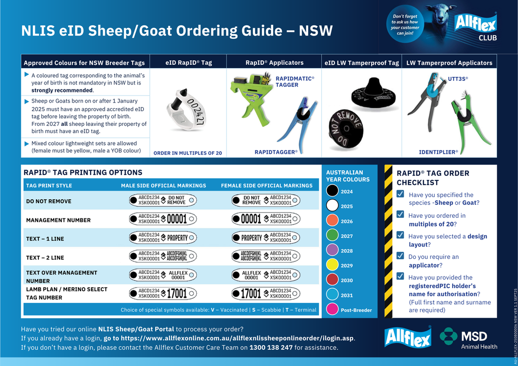 Allflex Rapid Evo Sheep EID Tag All Colours (order req. multiples of x 20)
