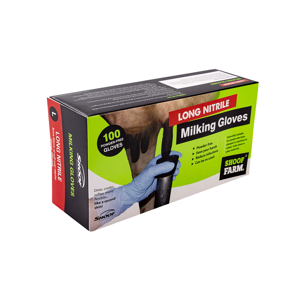 Milking Gloves Long Nitrile Large 100pk