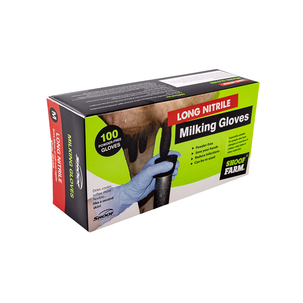 Milking Gloves Long Nitrile Med/100