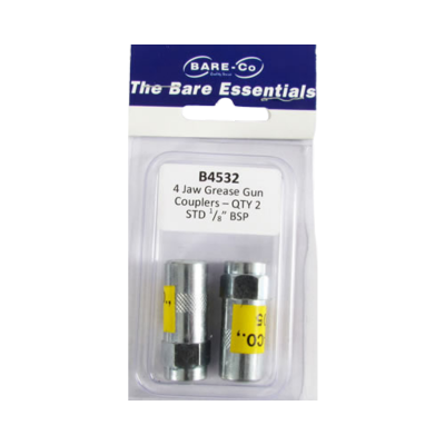 Bare essentials 1/8"" 4 jaw grease gun coupler x2 Bare Co