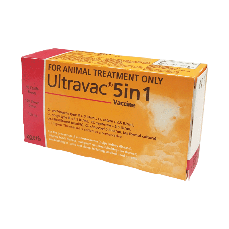 Ultravac 5in1 100ml - 50 Head Cattle, 100 Head Sheep Pack