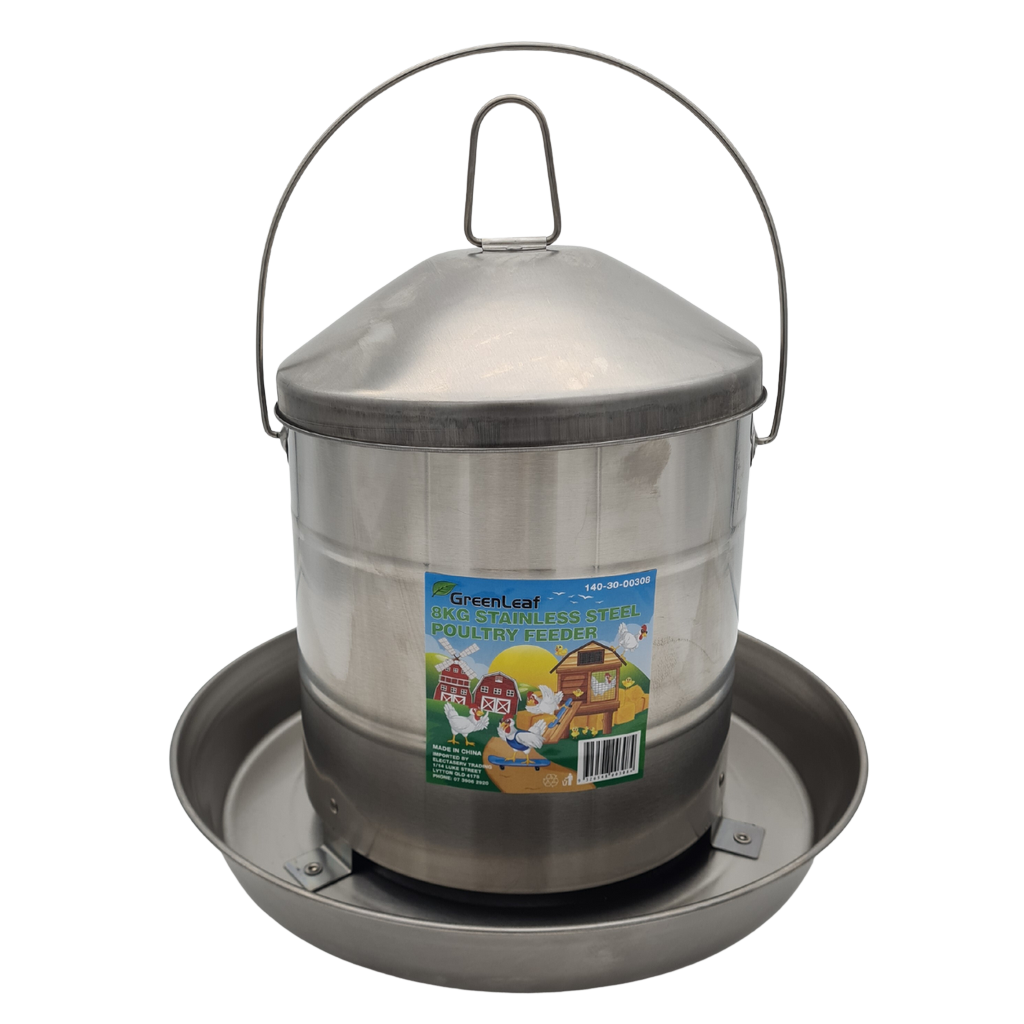Poultry Feeder Stainless Steel 8kg Greenleaf