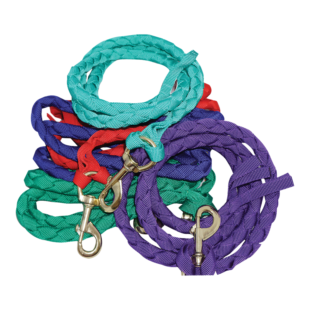 Hand Plaited Nylon Lead Rope 11/4" Brass Snap all Colours