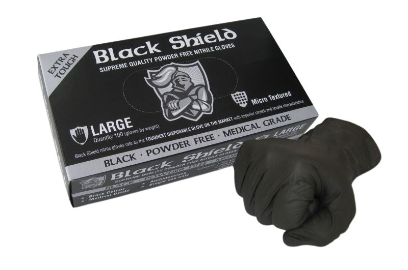 Black Shield Extra Heavy Duty Nitrile Gloves XL 100pk Techware