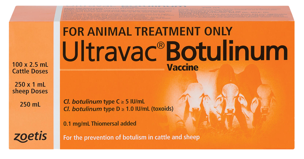 Ultravac Botulinum 250ml - 125 Head Cattle, 250 Head Sheep Pack