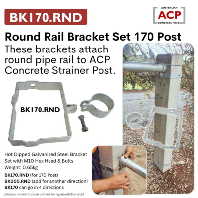 Concrete Post 170mm Strainer/Stay Bracket Set (To Suit 50nb Round) BK170.RND