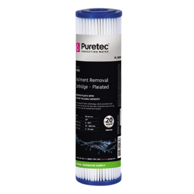 Pleated Sediment Cartridge 10 inch 20 Micron Puretec