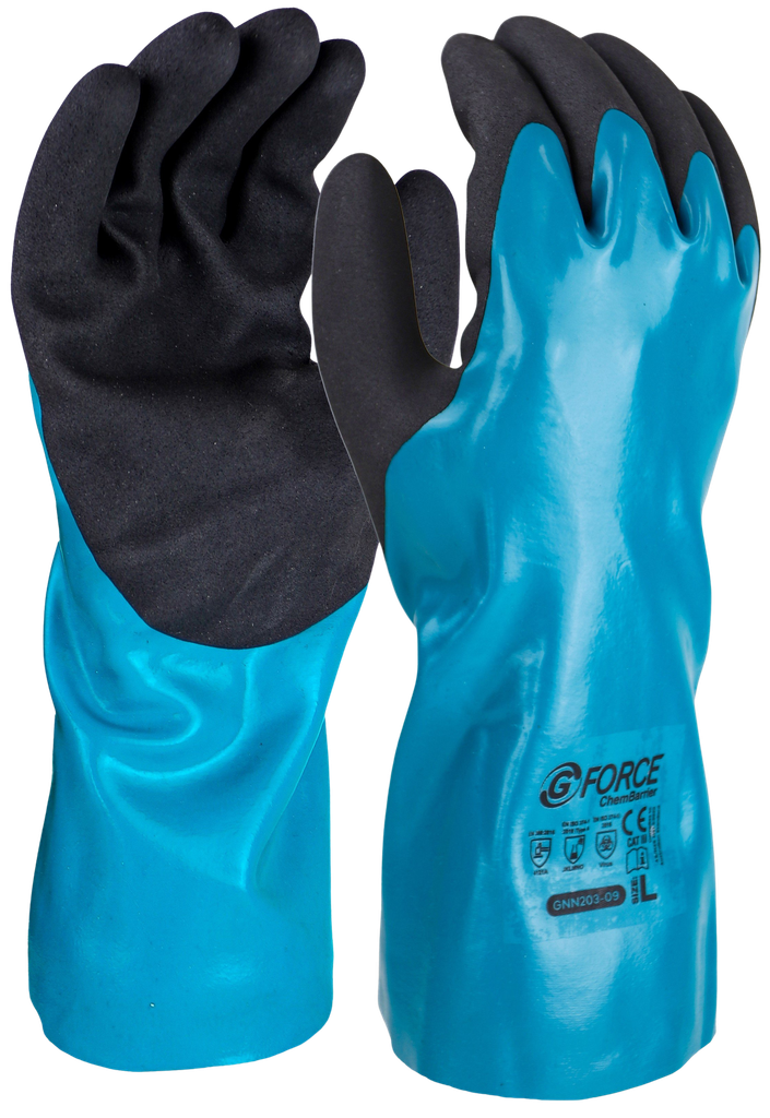 G Force Chembarrier Glove 30cm PVC Blue Large Techware