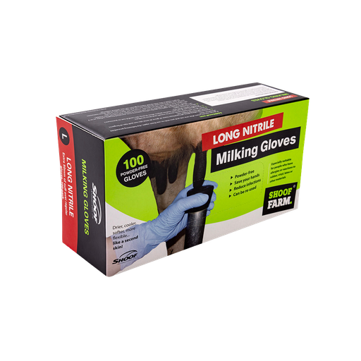 [204627] Milking Gloves Long Nitrile Large 100pk
