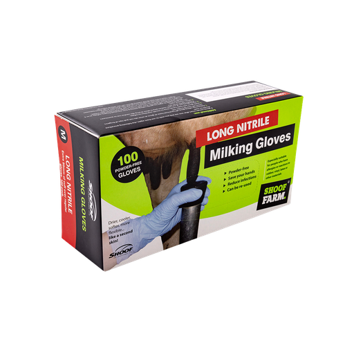 [204628] Milking Gloves Long Nitrile Med/100