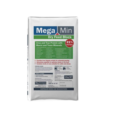 [AGSMMLB3DF15KG] MegaMin Lick Block 21% Protein DRY FEED 15 Kg