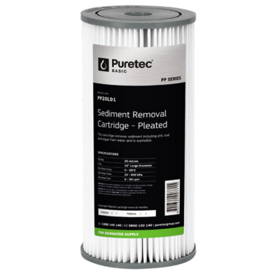 [PP05LD1] Pleated Sediment Large Diameter Cartridge 5 Micron 10" x 4.5" Puretec