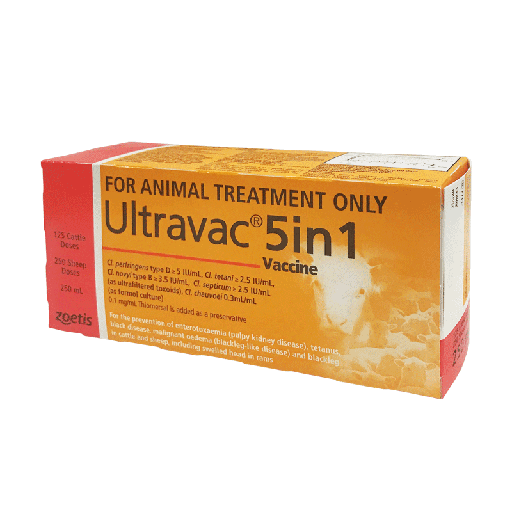 [ULTRAVAC5IN1250ML] Ultravac 5in1 250ml - 125 Head Cattle, 250 Head Sheep Pack