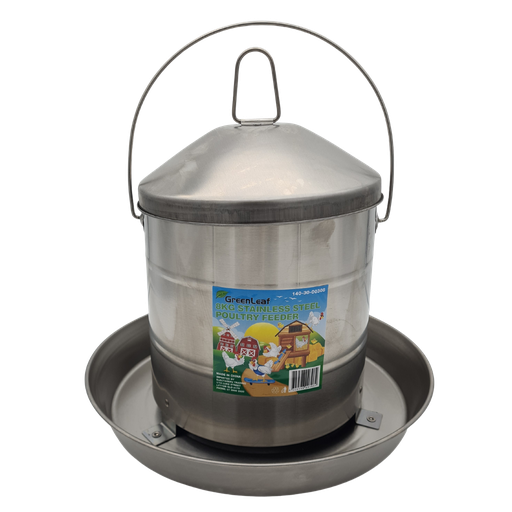[POULFSS8KG] Poultry Feeder Stainless Steel 8kg Greenleaf