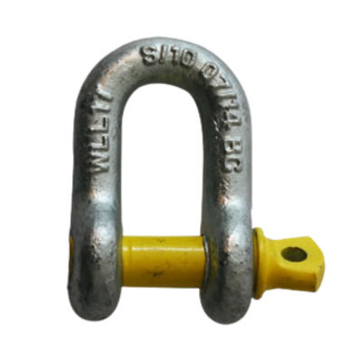 [B2071] D Shackle 10mm (3/8"") Load Rated Yellow 1T Bare Co