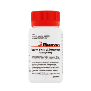 [RANALLWRM25KGEACH] Ranvet Allwormer Dogs 25kg Tablet EACH