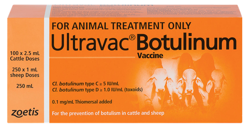 [ULTRAVACBOT250ML] Ultravac Botulinum 250ml - 125 Head Cattle, 250 Head Sheep Pack