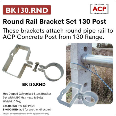 [BK130.RND] Concrete Post 130mm Stay Bracket Set (Suit 50nb Round Stay) BK130.RND