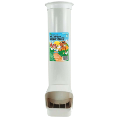 [POULFTUBE3KG] Tubular Hanging Poultry Feeder PVC 3Kg Greenleaf