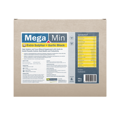 [AGSMMLSSG20KGBLOCK] MegaMin Lick Block Extra Sulphur + Garlic 20kg
